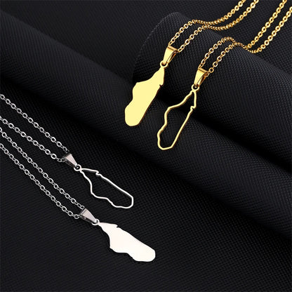 Stainless Steel Outline Madagascar Map Pendant Necklaces Ethnic Jewelry Silver/Gold Color Malagasy Country Map Necklaces