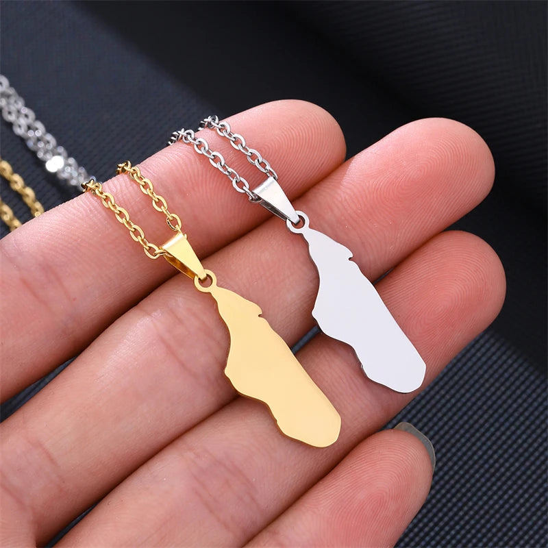 Stainless Steel Outline Madagascar Map Pendant Necklaces Ethnic Jewelry Silver/Gold Color Malagasy Country Map Necklaces